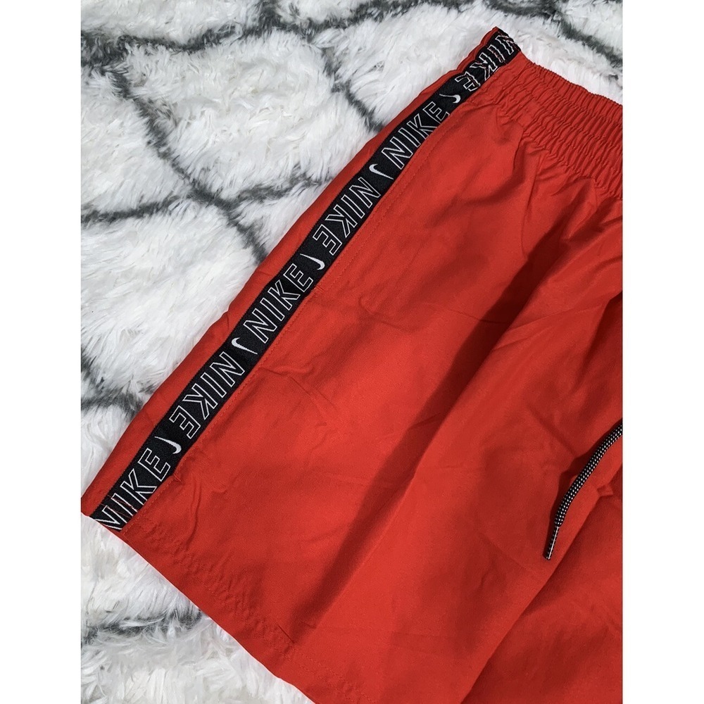 NIKE Swim Swoosh Logo Taped 5" Volley Shorts Trunks Red Men's Size 2XL *NEW* - Picture 5 of 7